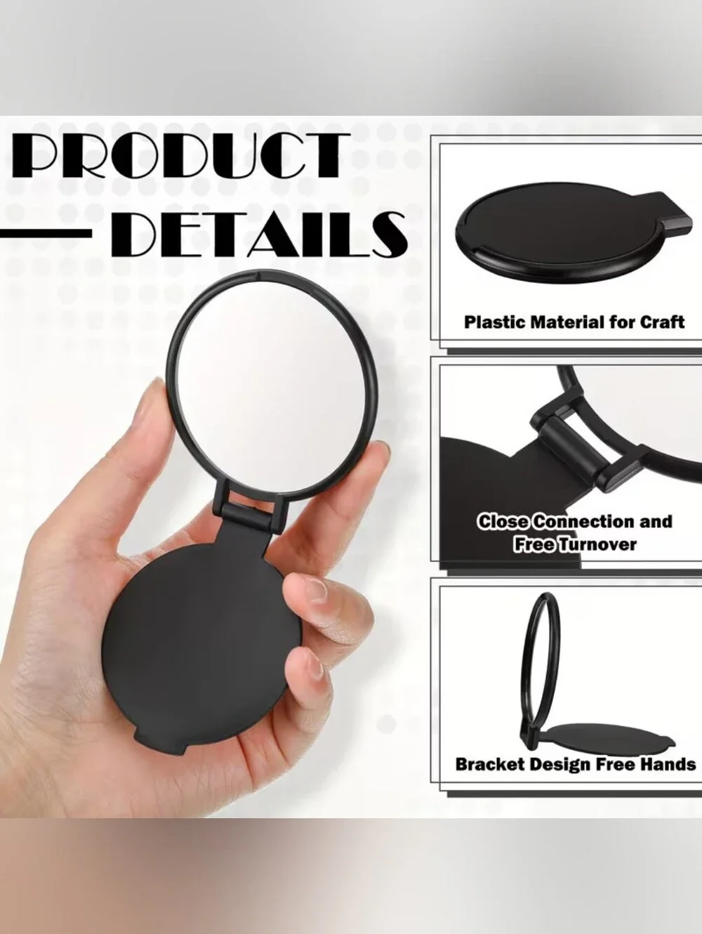 Compact Folding Pocket Mirrors - Black and White Set Of 100